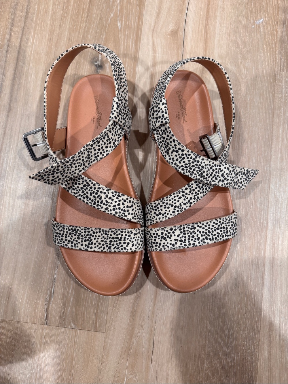 Women's Black & White Dalmation Print Strappy Sandals universal thread 7W